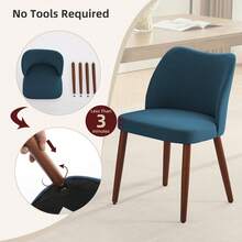 Huisuilinss Dining Chairs Set Of 2,Linen Upholstered Kitchen Chair With Thick Cushions,Wood Dinner Chair With Wood Legs,Wing Backrest,Accent Chair For Dining Room Living Room Kitchen - Màu xanh vải lanh - Xem 5