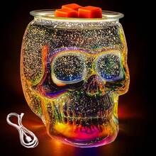 3D Glass Skull Electric Wax Melting Heater With PTC Heating Plate, Wax Burner Melter, Aromatherapy Heater, Suitable For Home Gifts, Holiday Presents For Thanksgiving, Halloween, Christmas, And Other Festive Occasions - 1PC - 查看 3