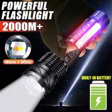 Linterna recargable de largo alcance y enfoque ajustable, mini linterna LED multifunción con zoom para exteriores - flash - Ver 6