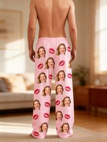 1 chiếc quần pajama in ảnh theo yêu cầu – Món quà hoàn hảo cho chồng/vợ vào dịp cưới, kỷ niệm, Giáng sinh. Có thể in hình thú cưng hoặc ảnh cặp đôi theo yêu cầu cho cả nam và nữ, cũng rất phù hợp để mặc hàng ngày. - Hồng - Xem 3