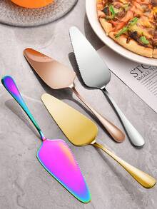 1 pieza Espátula para hornear de acero inoxidable, cuchillo triangular para queso, cuchilla cortadora de tartas con borde dentado, herramienta de repostería, cortador de tartas, espátula para glasear, apta para cocina, restaurante, fiesta, lavavajillas - Multicolor - Ver 2