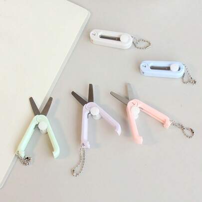 1pc Mini Retractable Scissors, Portable Travel Folding Scissors, Small And Easy To Use, Suitable For Paper Cutting, Sewing Projects - Great For Office And Everyday Home Use, Random Color