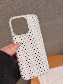 黑色波点大孔白色背景IMD双层透明手机壳，适用于苹果17 Air 16 15 14 13 12 Pro Max/17 16 15 14 Plus 13 12 11 Pro手机，软边硬背保护壳，防摔耐磨，男女通用 - 白色 - 查看 4