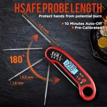 Digital Instant Read Meat Thermometer For Grill And Cooking Waterproof Food Thermometer For Kitchen And Outside BBQ Turkey Candy Liquids Beef - -Lái xe- - Xem 3