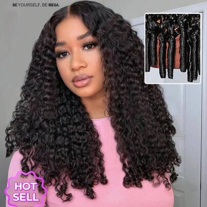 MEGALOOK 13x6 Three-Part Lace Front Wig, Transparent Hairline, Adjustable Drawstring, Natural Black Curly Hair, 18-24 Inches, 100% Virgin Human Hair, Comfortable All-Day Wear, Minimal Shedding, Suitable For Daily Office Use