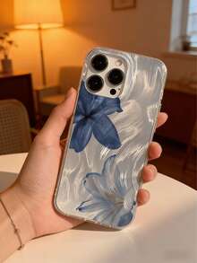 艺术蓝花银羽毛雪纺镜头保护软手机壳，兼容苹果手机：7P、XR、11、12、13、14、15、16 Pro Max、17 Pro Max、17 Pro、Air 17、S22、S23、S24、S24FE、S25、S25FE、S25 Ultra、A13、A14、A15、A16、A53、A54、A55、A56、A57 等。 - 黑色 - 查看 4