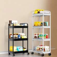 5/4/3 Estantería de almacenamiento de varios niveles - Material de plástico duradero, fácil de mover, adecuado para cocina, baño, dormitorio - (Fácil de mover y conveniente) Caja de almacenamiento de lencería negra y blanca, tubo reforzado, resistente, estantería de almacenamiento de varias capas, adecuada para cocina, dormitorio y campamento al aire libre, diseño de plástico duradero, carrito de almacenamiento multifuncional | Estantería de almacenamiento moderna | Estantería de almacenamiento resistente, suministros de cocina de Halloween, Navidad, accesorios de cocina, utensilios de cocina - Multicolor - Ver 9