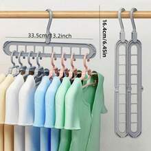 3 Packs  Space-Saving Folding Hangers, 9-Hole Design Durable Material, Multi-Garment Hanging, Foldable Slim For Bedroom Closet Dorm, Storage & Drying Tool - 粉紅色 3 件裝 - 查看 4