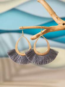 A Pair Of Bohemian Metal Fringed Earrings, Suitable For Ladies To Wear On Vacations And In Daily Life - Multicolor - View 12