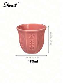 shoxil 1pc Pink Embossed Tulip Ceramic Cup, Middle Eastern Style Coffee Cup, Saudi Style Tea Cup, Water Cup, Matcha Cup, Available In 3 Sizes, Suitable For Home, Restaurant, Yard, Coffee Corner, Ramadan Gift - Cup - View 9