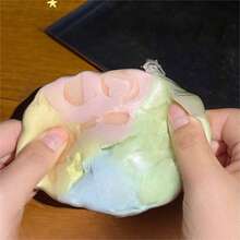 軟綿綿美學彩虹馬卡龍脆皮蠟感手工捏捏球，脆響 ASMR 可塑拉伸擠壓紓壓玩具，彩色脆殼感官玩具，桌面裝飾與青少年年輕成人生日派對禮物 - 彩色 - 查看 5