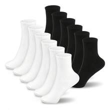 Tendencia6 Pares Calceta Deportiva Unisex Calcetin Largo Algodon GymCalidad premium - Blanco y Negro - Ver 1