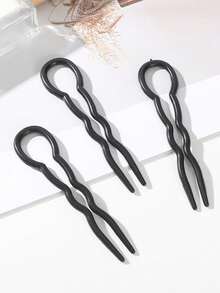 20个黑色塑料U型螺旋发夹，女士美发造型工具套装，发饰 - 彩色 - 查看 3