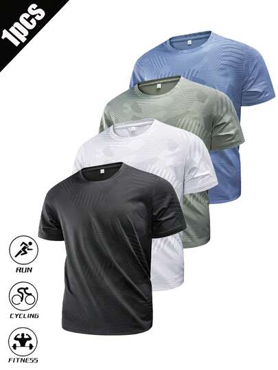 1pc Men's Casual Outdoor Short Sleeve T-Shirt, Suitable For Commuting, Fitness, Sports