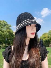 Mũ rơm nữ kiểu ngư dân, nhẹ, thoáng khí, thích hợp cho mùa xuân/hè, có thể gấp gọn, chống tia UV, phù hợp cho các hoạt động hàng ngày và kỳ nghỉ biển. Mũ rơm là món quà tuyệt vời cho phái nữ, dịp lễ, du lịch. - Nhiều màu - Xem 9
