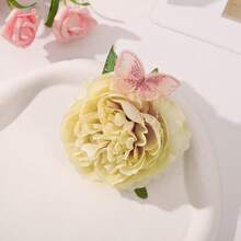 1个优雅芙蓉花仿真发夹，波西米亚风刘海侧夹，女孩发髻夹 - 彩色 - 查看 3
