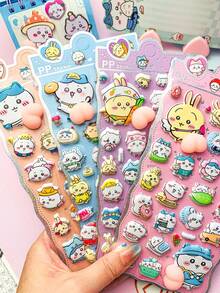 Pegatinas antiestrés de empujar y pelar - Pegatinas antiestrés de empujar y pelar con lindo patrón de burbujas 3D de dibujos animados. Adecuado para decorar teléfonos, portátiles, equipaje, botellas de agua, patinetas, cuadernos y guitarras. - Multicolor - Ver 3