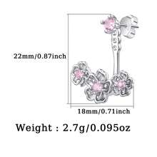1 Pair Elegant Luxury 925 Sterling Silver 3D Sakura Flower Inlaid Synthetic Zirconia Stud Earrings, Suitable For Daily, Party, Holiday, Date, Gift - Silver - View 4