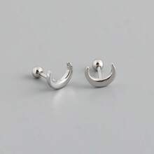 1 Đôi bông tai hình trăng lưỡi liềm tối giản bằng bạc sterling 925 mạ bạch kim, trang sức nữ, phụ kiện bạc, thích hợp đeo hàng ngày, một lựa chọn quà tặng tuyệt vời. - RS0026-S - Xem 5