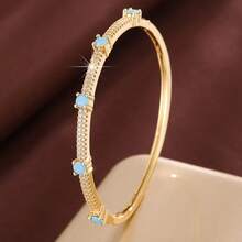 1 pièce Bracelet minimaliste pour femmes avec design géométrique à points et incrusté de zirconium cubique - Multicolore - Voir 13