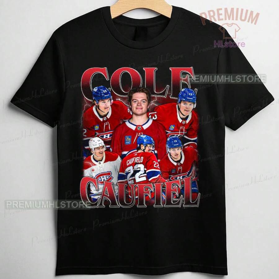 Cole Caufield Shirt, Cole Caufield Tee,  Cole Caufield Tee, Bootleg Rap Hockey Tee, Canadiens Hockey Shirt - 黑色 - 查看 1
