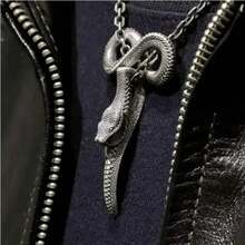 Collar con colgante de calavera de demonio en espiral de serpiente gótica Vintage para hombres y niños, regalo de joyería para de Rock y Halloween DTQG - AL4554-Oro - Ver 17