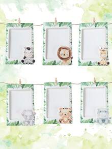 1 Set Pancarta de Foto de 1er Cumpleaños, Pancarta de Decoración de Fiesta de 1er Cumpleaños con Tema de Animales de la Selva, Decoración de Fiesta de 1er Cumpleaños, Suministros de Fiesta de 1er Cumpleaños, Decoración de 1er Cumpleaños "Wild One", Pancarta de Marco de Foto de 1-12 Meses, Colgante de Pared para Fiesta de Baby Shower - Animales de la selva - Ver 9
