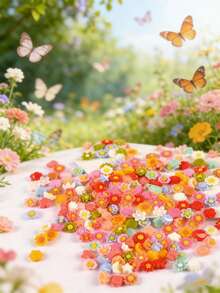 100/200/300/500/1000pcs Pack Cute Mini 0.75cm/0.29inch Flat Flower Resin Embellishments, For Jewelry Making - 100 Flowers - View 10