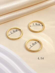Set de 3 anillos minimalistas de acero inoxidable dorado, adecuado para uso diario de mujeres o como regalo - Amarillo Oro - Ver 4