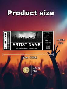 1pc Personalized Concert Ticket Template,Customize Photo And Text,Editable Concert Ticket Template, Printable Event Ticket, Custom Concert Ticket Invitation, Concert Ticket Canva Template - Multicolor - View 6