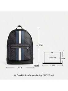 Coach 西部帆布条纹男士大号单肩包 3001 - 丹寧藍色拼粉筆白色 - 查看 5