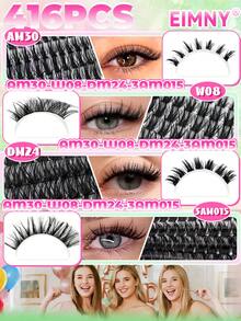 Eimny 416pcs-D Curl Fluffy 3D Mink Eyelashes, Lowest Price, New DIY False Eyelashes, Suitable For Makeup, Eyelash Extension,Soft & Voluminous, Short Lashes, DIY Lashes, Light Color Lashes, DIY Eyelash Extension At Home - D - Xem 5
