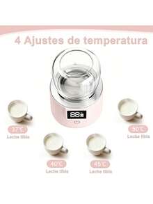 Calentador portátil de biberones para bebés: compacto y portátil + control preciso de temperatura, una herramienta práctica para que las mamas calienten la leche y descongelen la leche materna para su bebé, tanto en casa como fuera de casa. - Rosa - Ver 4