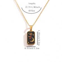 1 件极简时尚 304 不锈钢油滴塔罗牌吊坠项链毛衣链 - 百搭复古女士配饰 - 金色 - 查看 12