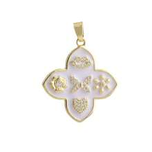 1pc Copper Micro-Inlaid Zirconia Personalized Hip-Hop Luxury Four-Leaf Clover Devil's Eye Pendant, Versatile DIY Bracelet Necklace Earring Accessory Handmade Charm - Multicolor - View 3