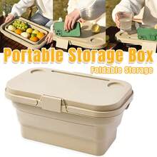 Aimall Outdoor Picnic Basket Camping Portable Handheld Storage Basket With Lid Foldable - Khaki - View 8