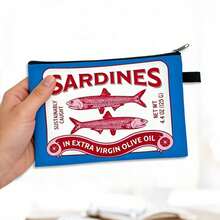 1pc New Sardine Polyester Cosmetic Bag, Fashion Lightweight Makeup Pouch With Multi-Function Zipper, Washable And Seamless Design - Cute Ladies Storage Bag - Multicolor - View 6