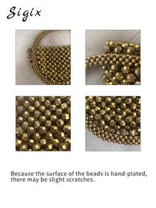 New Luxury Exquisite Handcrafted Beaded Mini Braided Shimmery Bead Handbag, Multicolor Beaded French Sparkling Evening Party Bag - Gold - View 8