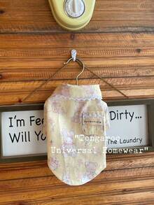 Tongaroo 春季新款可爱印花蕾丝边宠物猫狗衬衫，适合贵宾犬、马尔济斯犬、泰迪犬等小型犬。 - 黃色 - 查看 1