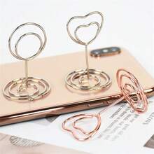 10pcs Romantic Heart Shape Place Card Mini Metallic Photos Clips Paper Clamp Clamps Stand Table Numbers Holder Wedding Supplies - Orange (1 Piece) - View 9