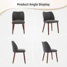 Huisuilinss Dining Chairs Set Of 2,Linen Upholstered Kitchen Chair With Thick Cushions,Wood Dinner Chair With Wood Legs,Wing Backrest,Accent Chair For Dining Room Living Room Kitchen - PU Dark Gray - 查看 2