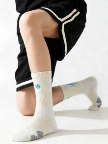 1双男士足球袜，防滑耐磨中底，运动袜，篮球袜 - 黃色 - 查看 3