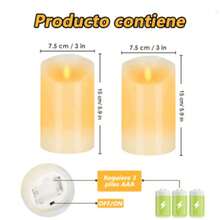 2 chiếc nến LED không lửa, ánh sáng ấm áp, trang trí bàn làm việc trong nhà, tạo không khí ấm cúng, trang trí lễ hội, thích hợp cho chiếu sáng trong nhà và ngoài trời. - Trắng - Xem 3