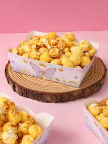 6/12个粉色/紫色蝴蝶图案一次性纸托盘，零食托盘，一次性食品容器，饼干烘焙托盘，爆米花盒，粉色生日装饰，一周岁生日装饰，生日装饰，婴儿派对装饰，蝴蝶主题派对装饰，婴儿派对用品，性别揭晓派对装饰，户外露营用品 - 蝴蝶 - 查看 6