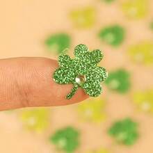 圣帕特里克节金洋葱闪光三叶草面膜，手工闪亮三叶草面部贴纸，水晶手臂贴纸，DIY手工创意贴纸 - 彩色 - 查看 6