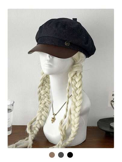 复古皮质帽檐军用贝雷帽，秋冬季款，大号头围，报童帽，街头艺术家风格，女士艺术画家帽，时尚Y2K云朵八角帽，独特设计师艺术帽