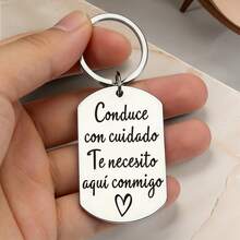 Spanish Keychain With Cross Charm, Stainless Steel Drive Key Ring For Boyfriend, Girlfriend, Husband, Wife, Valentine's Day Birthday Gift - Old Gold - View 3