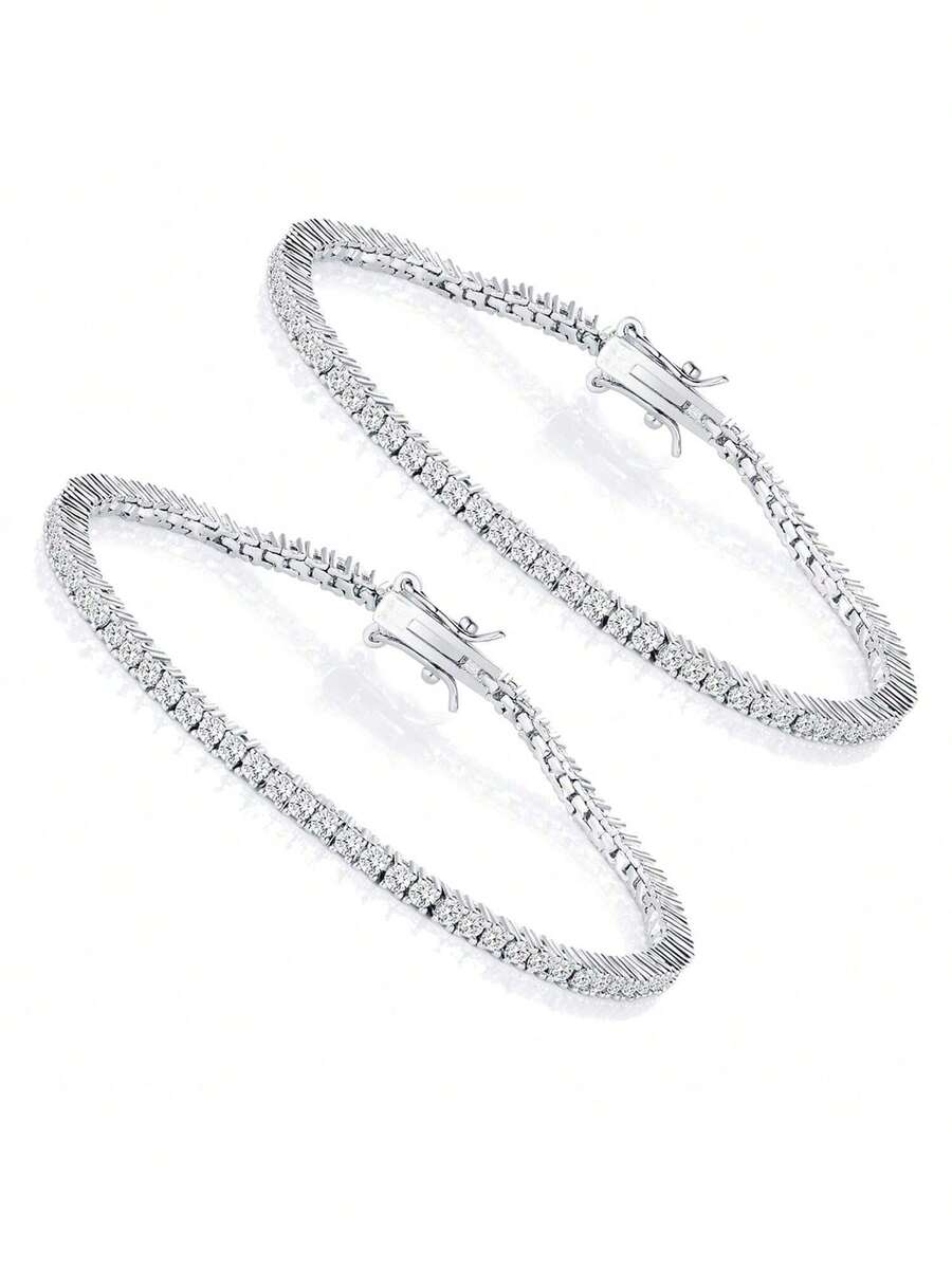 MDFUN Brățară tenis pentru femei, placată cu platină de 18K, cu zirconiu cubic de 2,5 mm