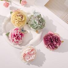 1个优雅芙蓉花仿真发夹，波西米亚风刘海侧夹，女孩发髻夹 - 彩色 - 查看 2