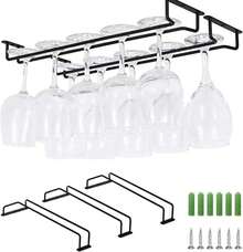 ¡Recomendado3 Piezas Porta Copas de Vino Colgante, Soportes para Copas, Sostiene 15-18 Vasos Según ei Estilo, Soporte Ppara Copas de Metal Vino Estante Colgante, para Gabinete, Barra, Restaurante¡Top de Temporada - 1 - Ver 2